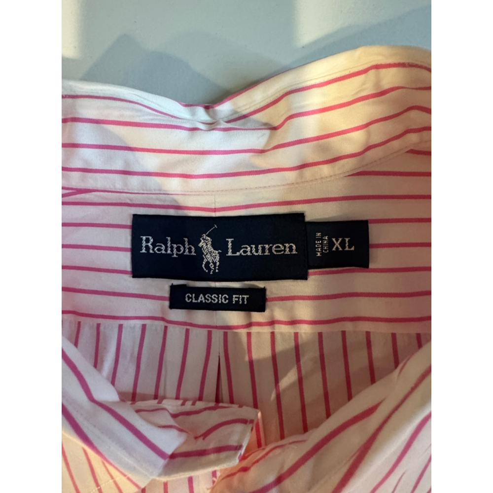 Men's Ralph Lauren Classic Fit Striped Button Down Shirt XL Pink White - Picture 6 of 9